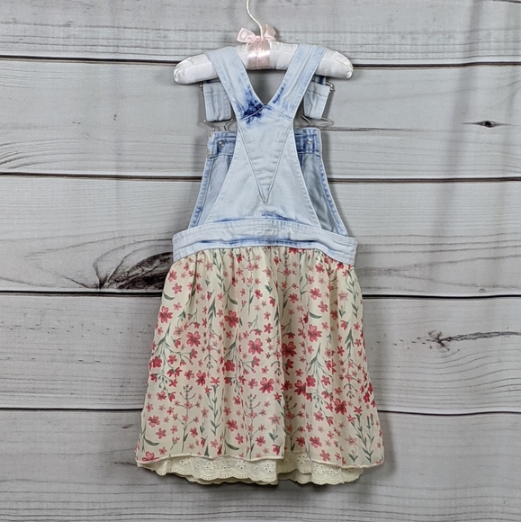 Vtg GIRL'S JORDACHE Denim and Floral Dress - Picture 3 of 15